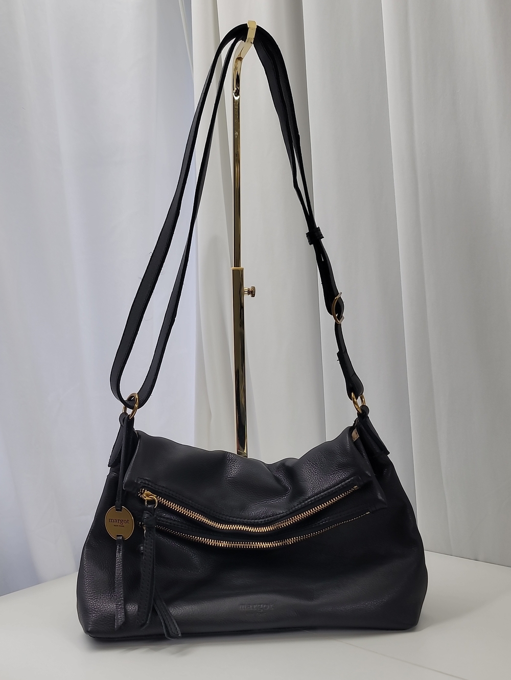 Margo Mickey Double Zip Crossbody in Black